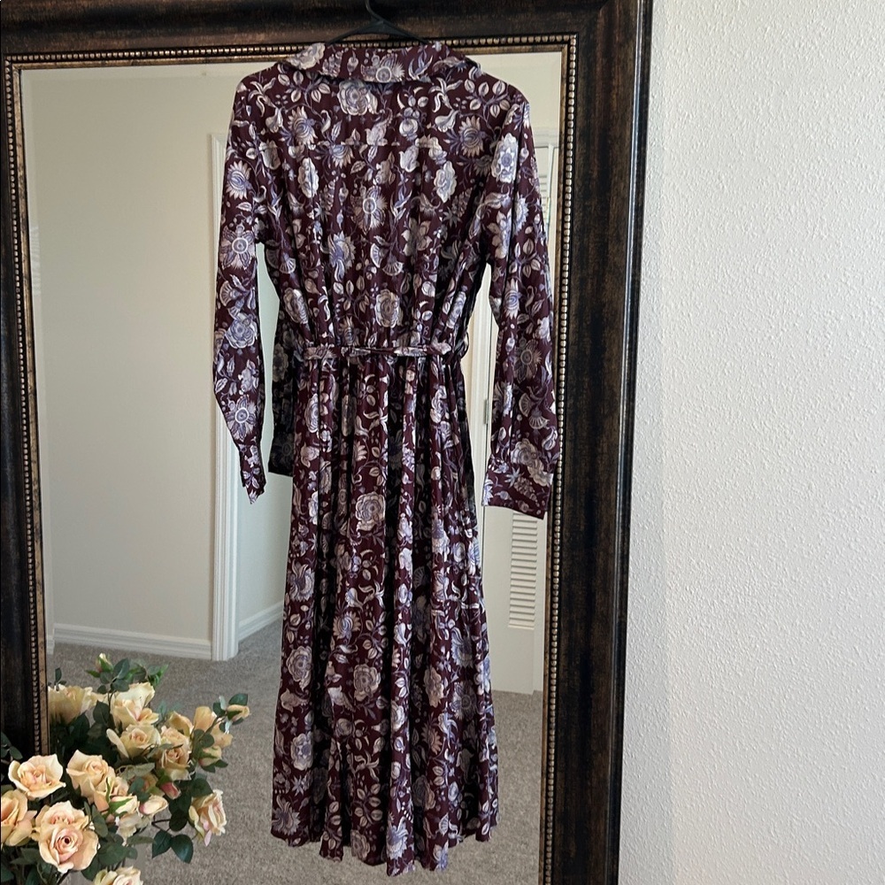 Derek Lam Purple Floral Long Sleeve Dress *torn* - Picture 6 of 14